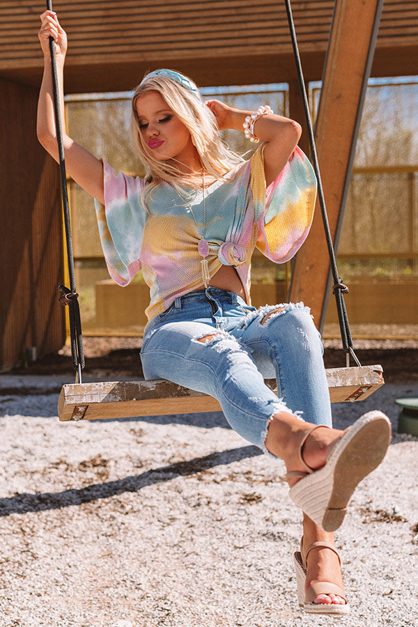 Ocean Obsessed Tie Dye Top In Pink Image - 3