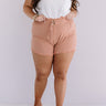 St. Barts Babe High Waist Frayed Shorts in Latte Curves Image - 1