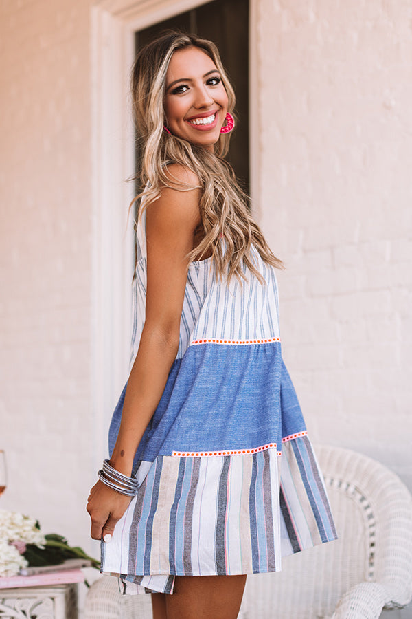 Major Attention Stripe Dress In Blue Image - 3