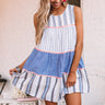 Major Attention Stripe Dress In Blue Image - 1