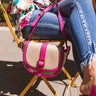 Chic Surroundings Woven Crossbody In Fuchsia Image - 1