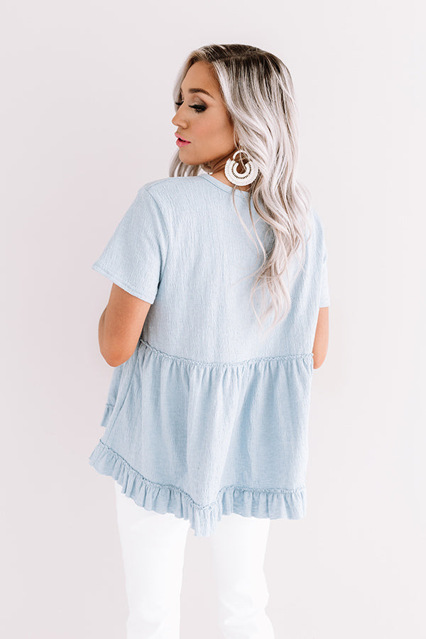 Seagrove Sunset Babydoll Top In Sky Blue • Impressions Online Boutique