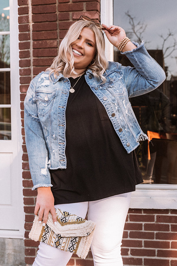 The Paityn Distressed Denim Jacket   Curves Image - 1