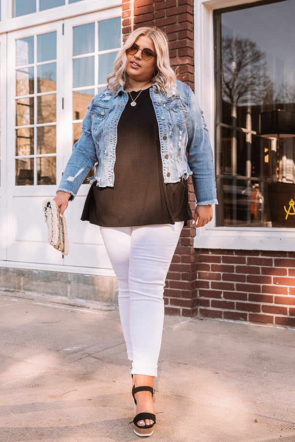 The Paityn Distressed Denim Jacket   Curves Image - 4