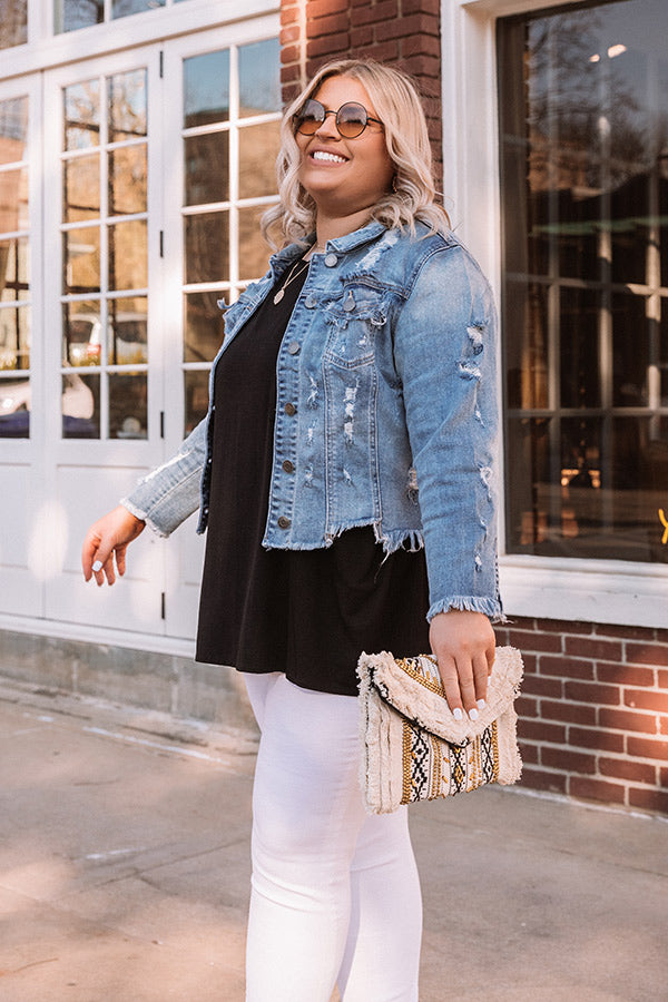 The Paityn Distressed Denim Jacket   Curves Image - 3