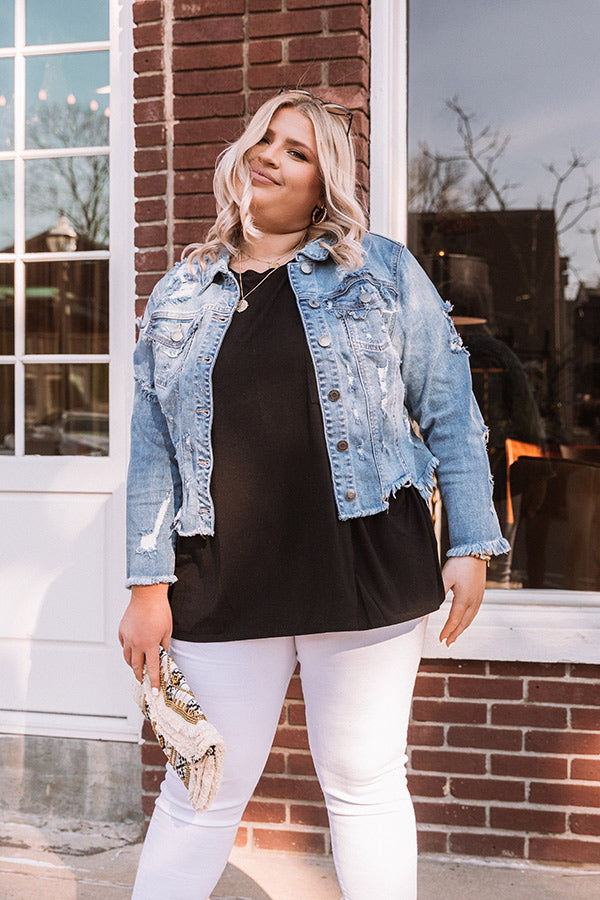 The Paityn Distressed Denim Jacket   Curves Image - 5