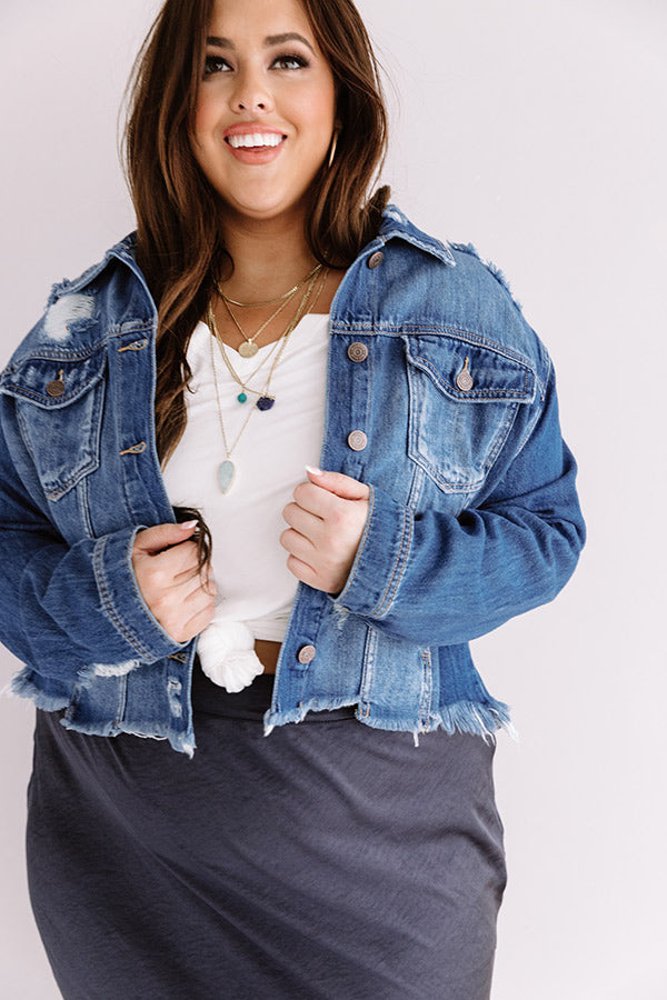 The Sisily Distressed Denim Jacket Curves Image - 5