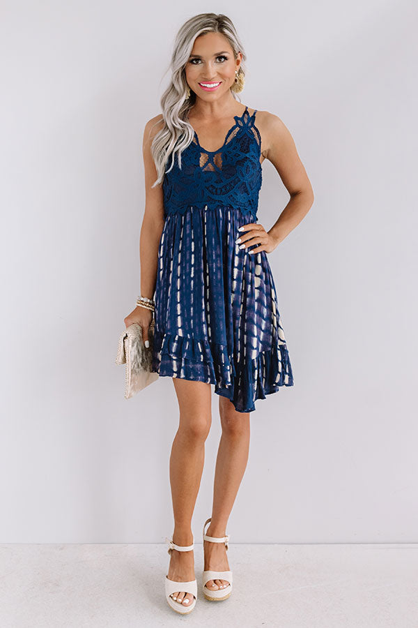 Cayman Isle Cutie Crochet Dress In Navy Image - 1