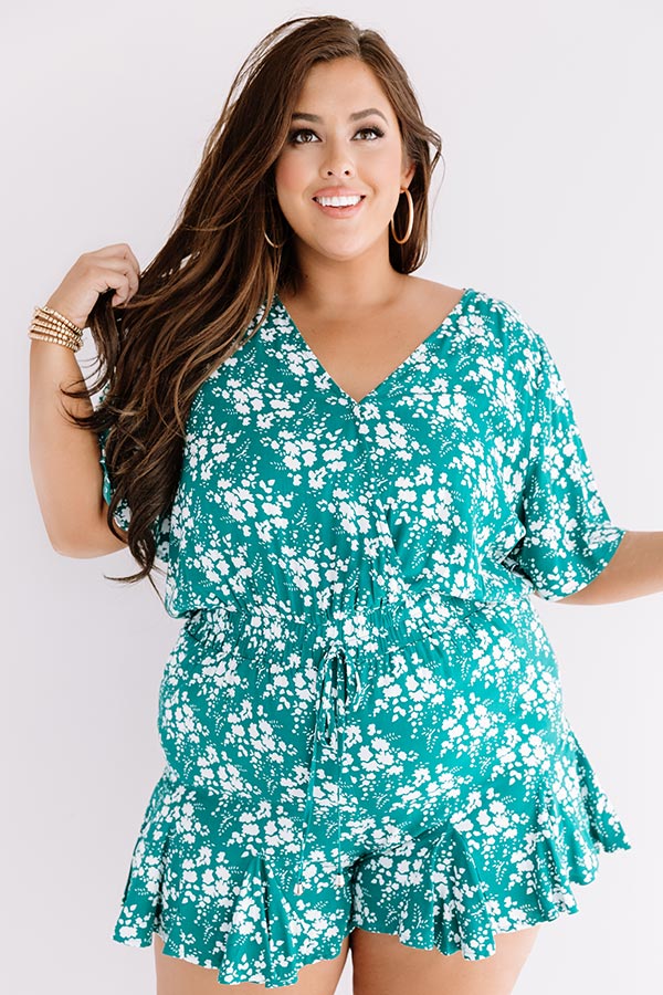 Cocktails and Cabanas Romper In Jade   Curves Image - 2