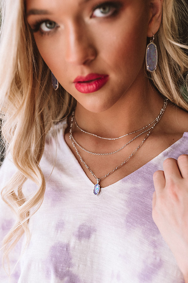 Kendra Scott Elisa Silver Triple Strand Necklace In Iridescent Lilac Illusion Image - 3