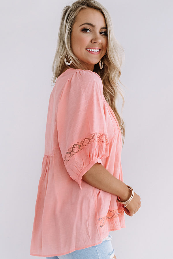 Exciting Sights Babydoll Top In Peach Image - 3