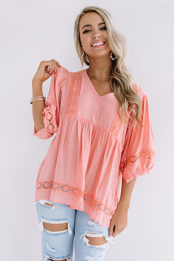 Exciting Sights Babydoll Top In Peach Image - 1