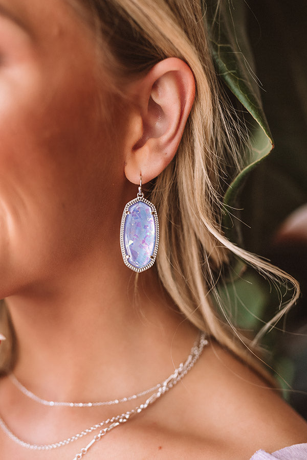 Kendra Scott Elle Silver Drop Earrings in Iridescent Lilac Illusion Image - 2