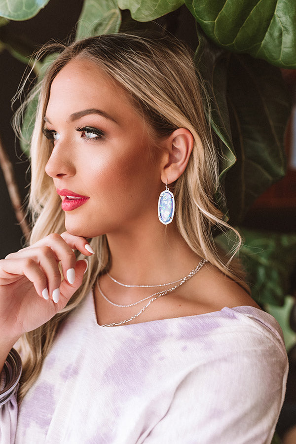 Kendra Scott Elle Silver Drop Earrings in Iridescent Lilac Illusion Image - 3