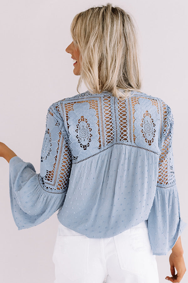 Uptown Dreams Crochet Top In Sky Blue Image - 4