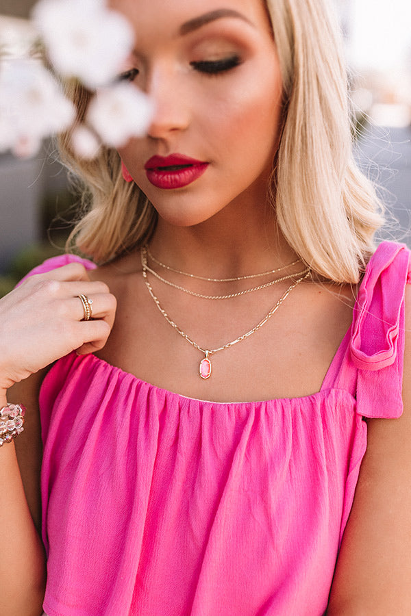 Kendra Scott Elisa Gold Triple Strand Necklace in Iridescent Coral Illusion Image - 3