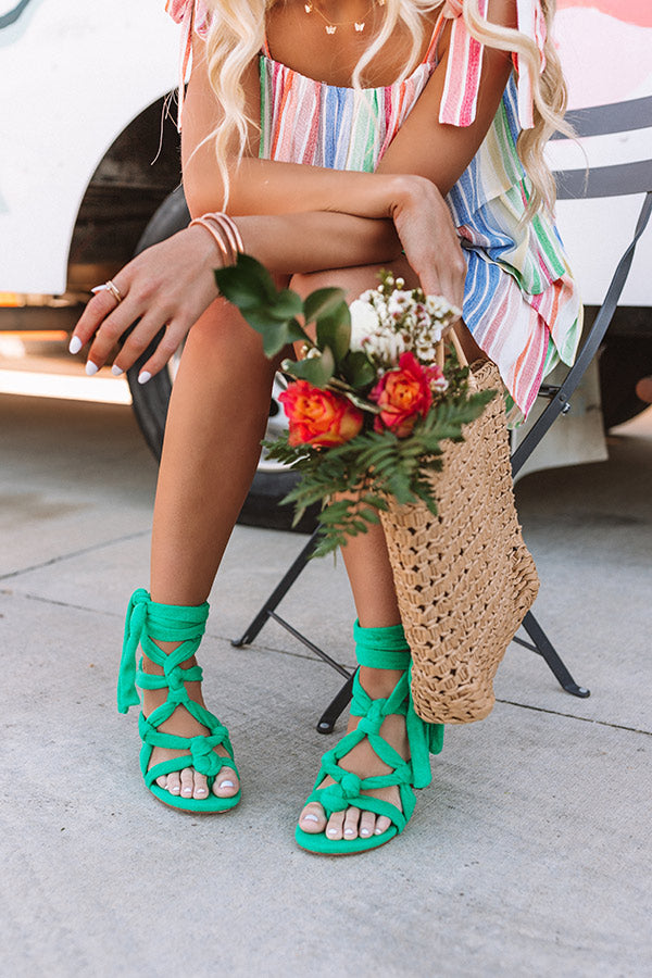 The Nixie Lace Up Heel In Green Image - 5