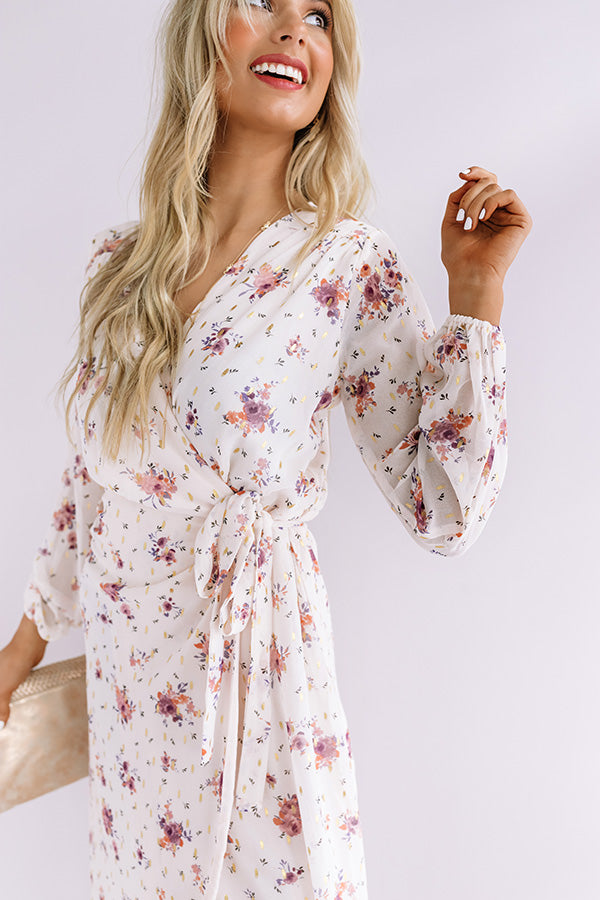 Floral Breeze Wrap Midi Image - 2