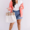 Brunching Babes Popcorn Knit Cardigan In Coral Curves Image - 1