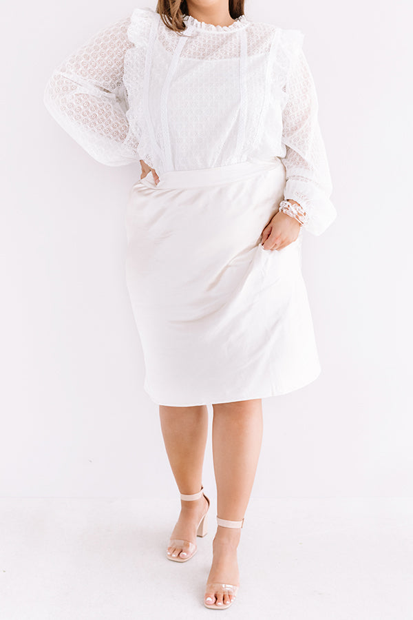 French Forever Satin Skirt In Champagne Curves Image - 1