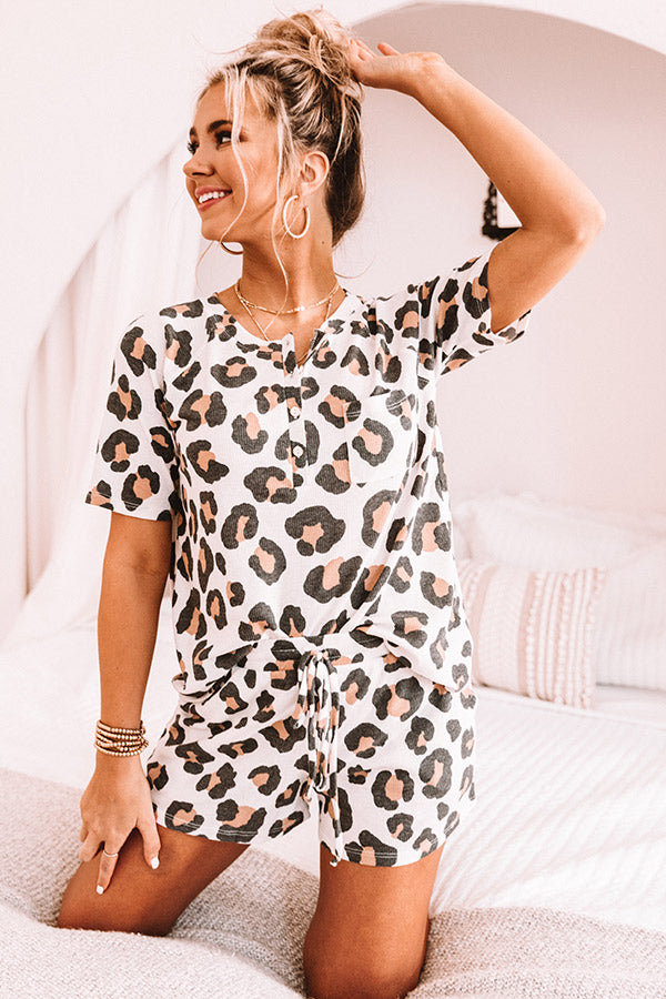 Time Together Waffle Knit Leopard Shorts Image - 5