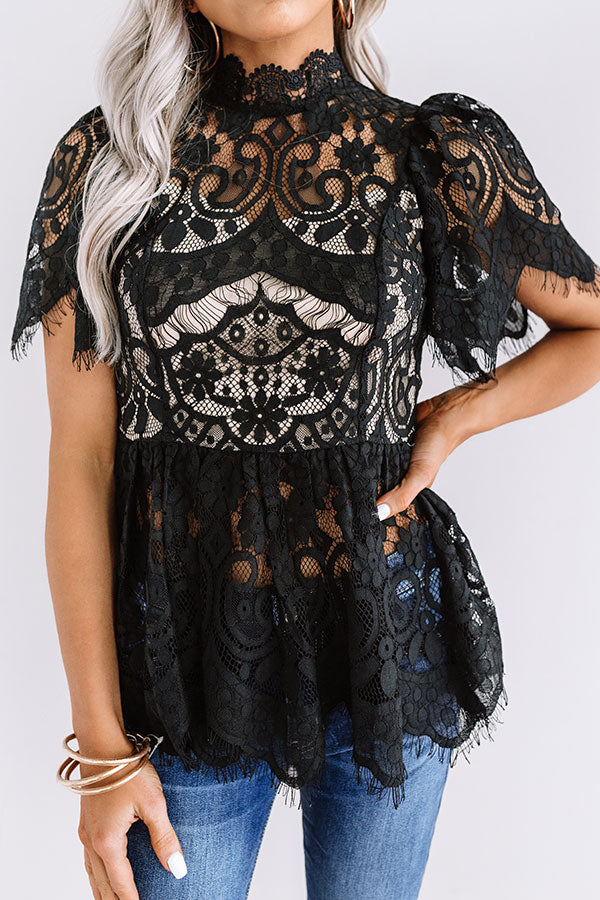 Champagne Splash Lace Top In Black Image - 4