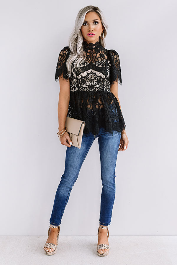Champagne Splash Lace Top In Black Image - 2