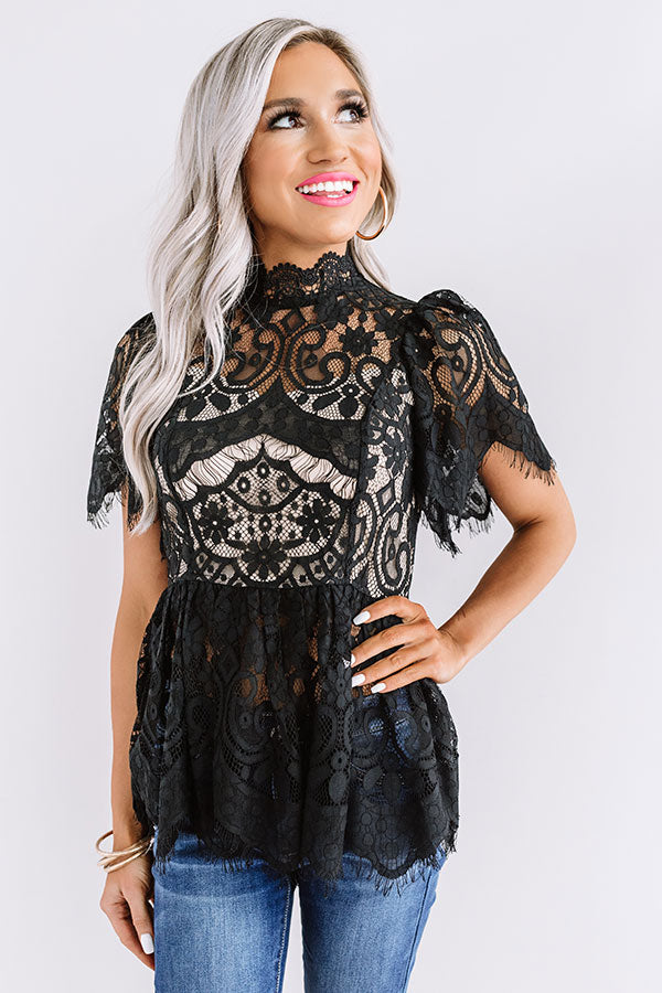 Champagne Splash Lace Top In Black Image - 1