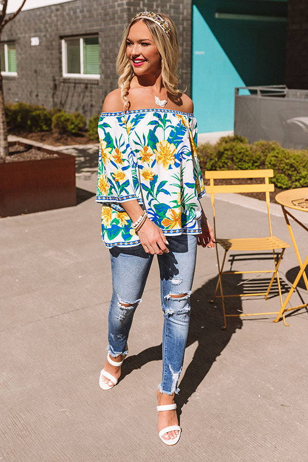 Breezy Blooms Off Shoulder Top In Ivory Image - 4