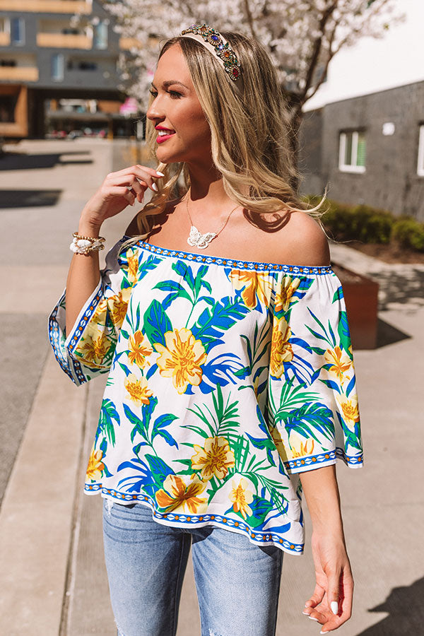 Breezy Blooms Off Shoulder Top In Ivory Image - 3