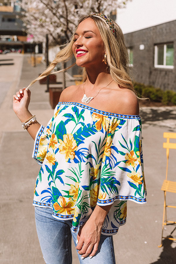 Breezy Blooms Off Shoulder Top In Ivory Image - 1