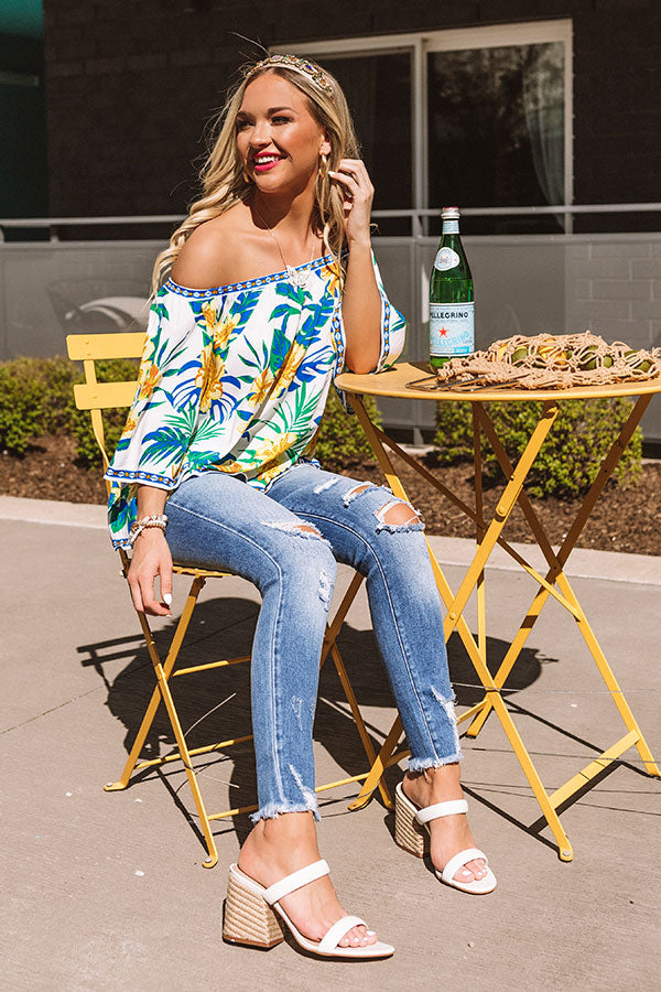 Breezy Blooms Off Shoulder Top In Ivory Image - 2