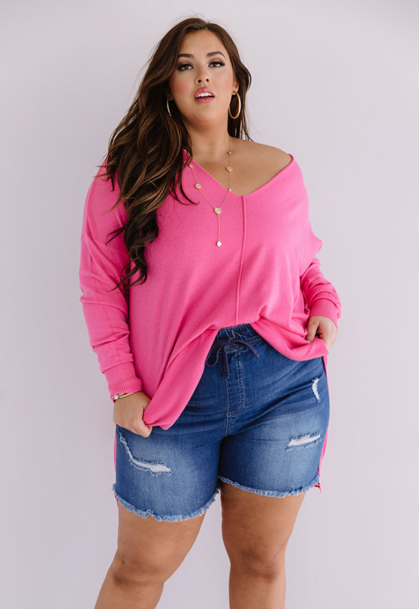 Napa Chill Shift Sweater in Pink Curves Image - 3