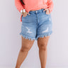 The Kendra High Waist Frayed Shorts In Light Wash Curves Image - 1