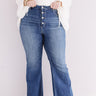 The Alys Midrise Frayed Flares In Dark Wash Curves Image - 1
