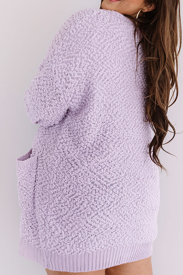 Brunching Babes Popcorn Knit Cardigan In Lavender Curves Image - 5