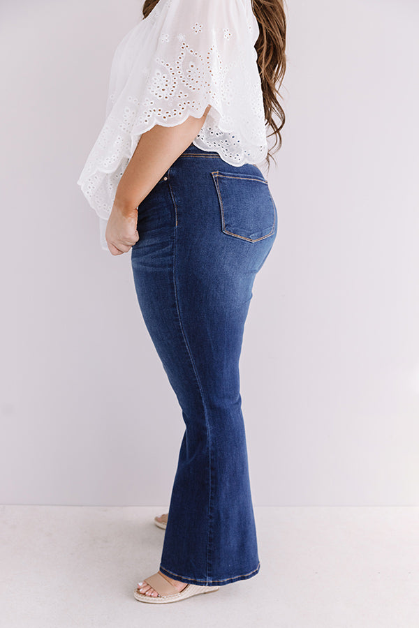 The Elm High Waist Flare In Dark Wash Curves Image - 2
