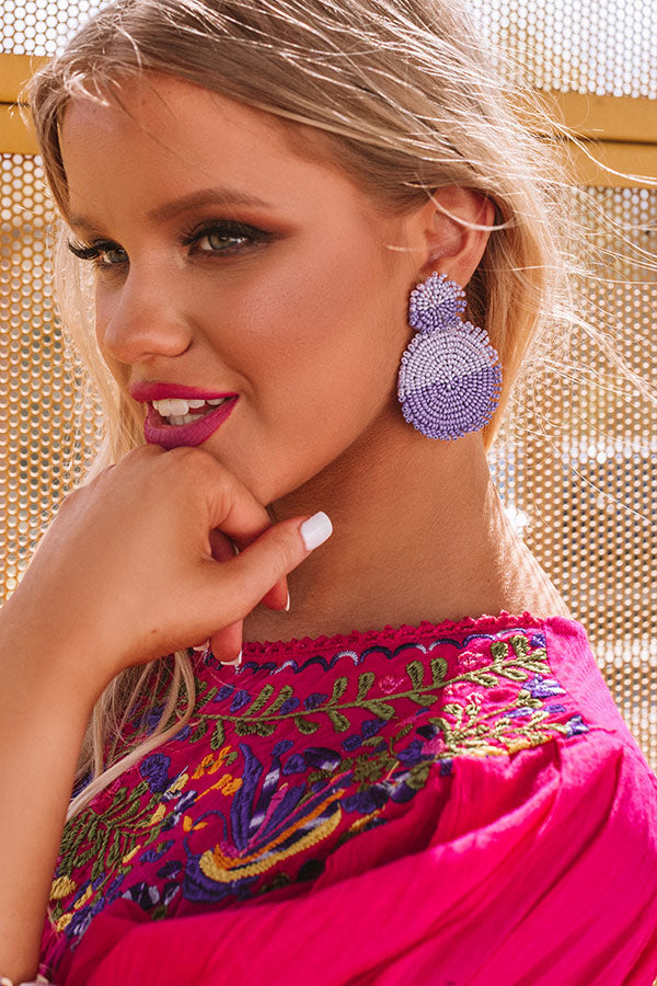 Planting Kisses Beaded Earrings In Lavender Image - 3