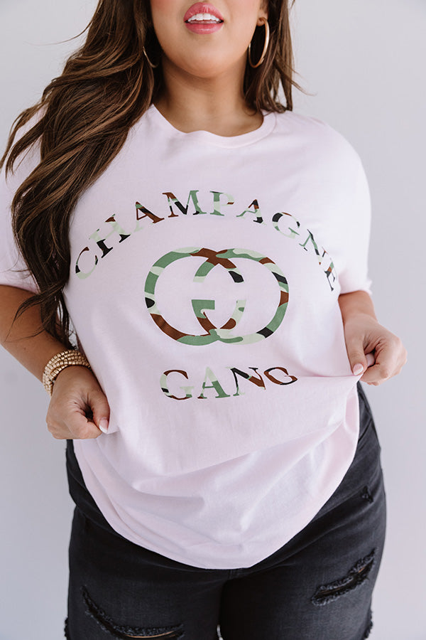 Champagne Gang Camo Shift Tee In Pink Curves Image - 4
