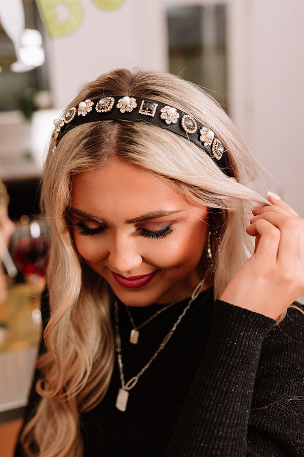 Glimpse Of Embellished Headband In Black • Impressions Online