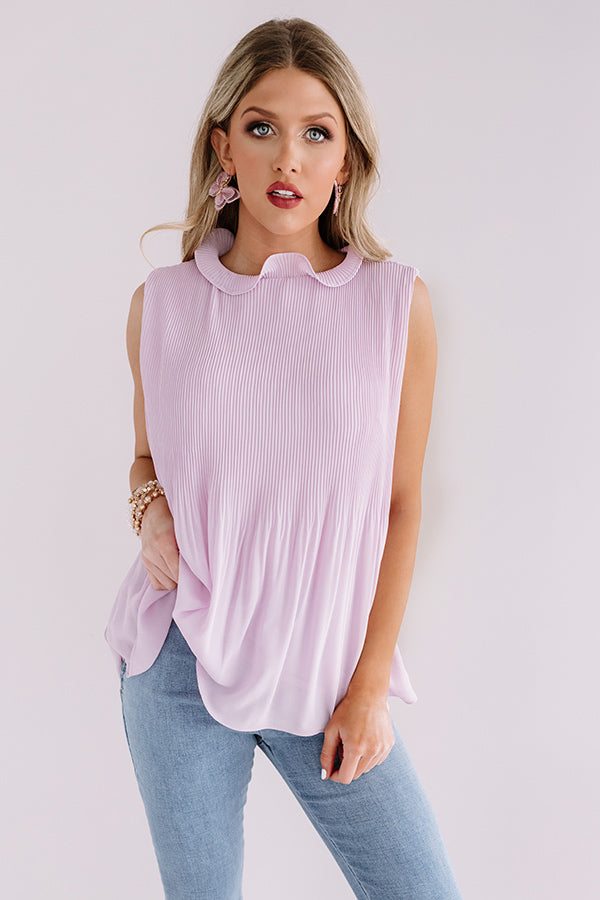 Chic Showstopper Pleated Top In Lavender Image - 1