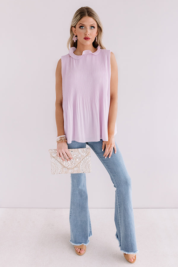 Chic Showstopper Pleated Top In Lavender Image - 3