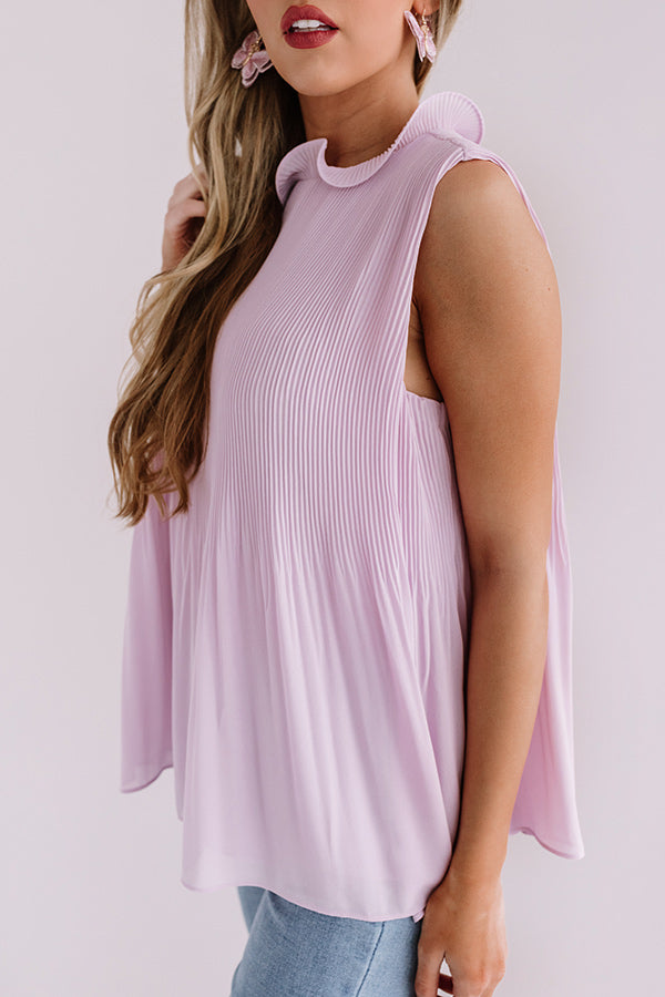 Chic Showstopper Pleated Top In Lavender Image - 4