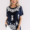 Cozy Cabana Embroidered Top In Navy Image - 1