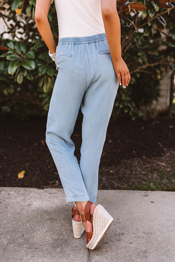 Smocked Waist Chambray Pants main image 0