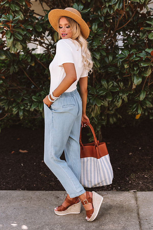 The Coco High Waist Chambray Pants in Light Wash • Impressions Online ...