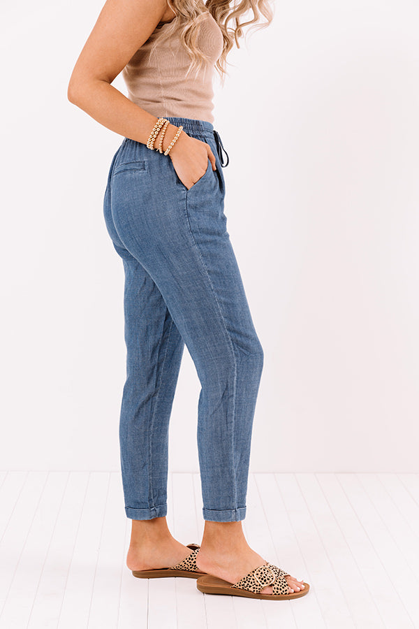 Smocked Waist Chambray Pants main image 1