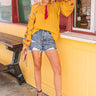 Seaside Sweetheart Embroidered Shift Top In Mustard Image - 1