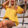Barefoot In Barcelona Embroidered Top In Yellow Image - 1
