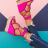 The Roxana Lace Up Wedge In Hot Pink Image - 1